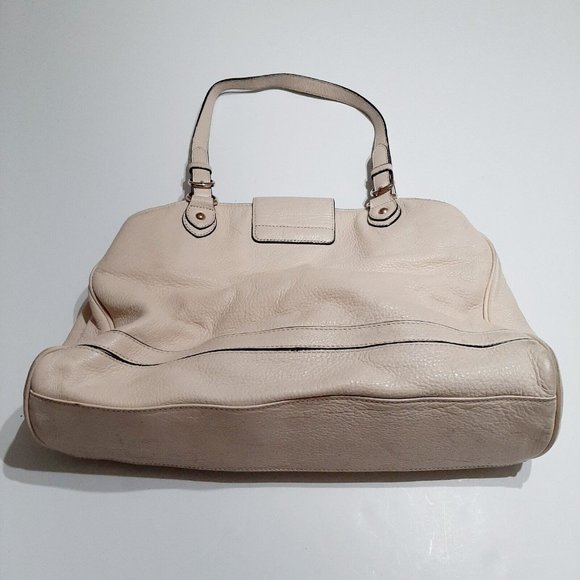 DKNY Cream Multicompartment Logo Double Handle Leather Handbag - Picture 3 of 7